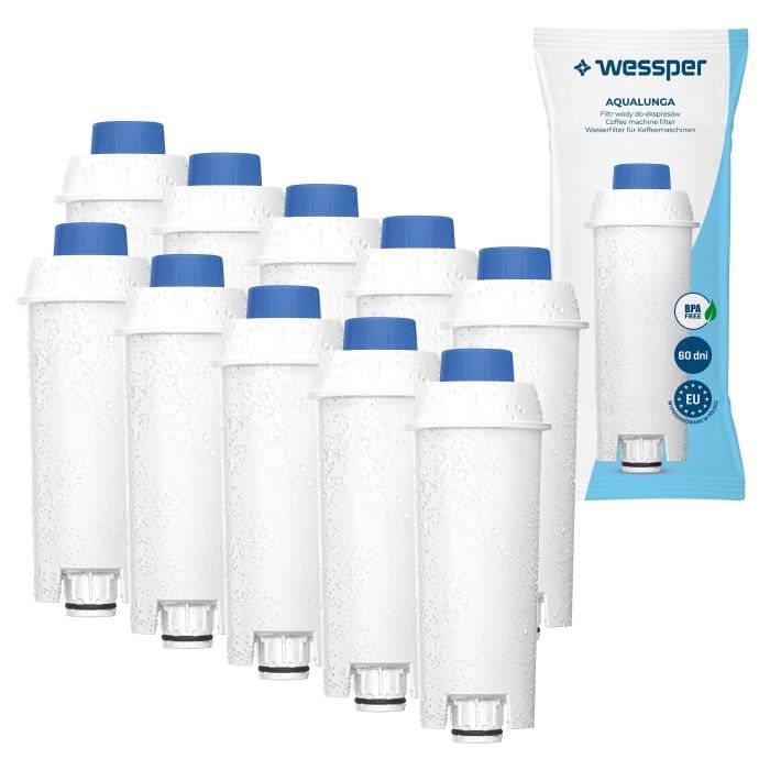 10X Wessper Filtre à eau, pièces de rechange pour cafetiere DeLonghi Magnifica S ECAM 22.320.SB DeLonghi ECAM 23210W