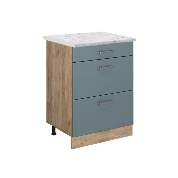Meuble cuisine R-Line 60cm PT Marbre Bleu-gris/Chêne de force doré Vicco 45402