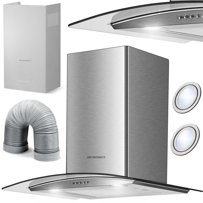 Hotte aspirante cheminée - JANSHOP - BT-202 - 60 cm - Acier inoxydable - Verre trempé - Éclairage LED - 3 vitesses