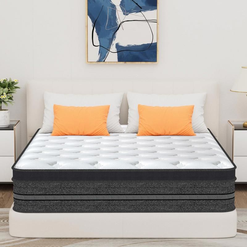 Matelas 140x200 cm Ép 30cm Fermeté Moyenne Durable Soutien Parfait Respirant Anti-Acariens 10 Zones Mousse et Ressorts