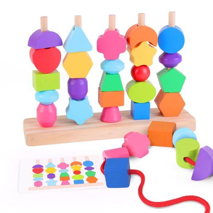 Jeu déveil - SUPERBE BEBE - Formes en bois à empiler et trier - Couleurs pastel - 3 ans et plus - Éducatif