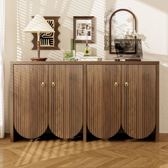 Élégante Buffet - 147x40x80cm - Bahut avec 4 portes Etagères réglables - Style Moderne - Buffet Bahut Salon Salle à manger - Brun