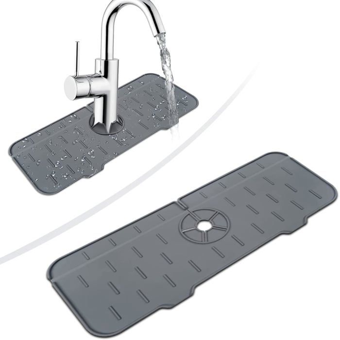 Lot De 5 Tapis D'égouttage Silicone Pour évier - 43 X 7,8 Cm - Gris - Anti-dérapant, Facile à Nettoyer