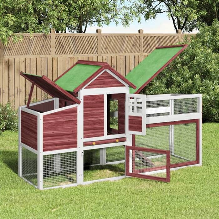 Meilleurs prix pour 19411& Poulailler moka 1865x585x113 cm - 5 à 6 poules/Canards - Aspect Bois massif de pin