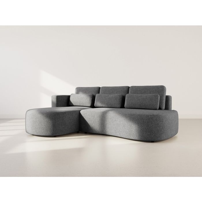 Mahina - canapé dangle gauche 4 places convertible avec coffre en tissu texturé - Gris Anthracite