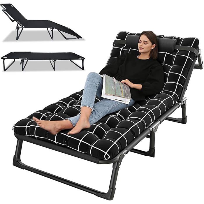Outsunny Lit De Camping Pliant 1 Personne Avec Matelas 9cm Et Appui-tête – Robuste Et Portable