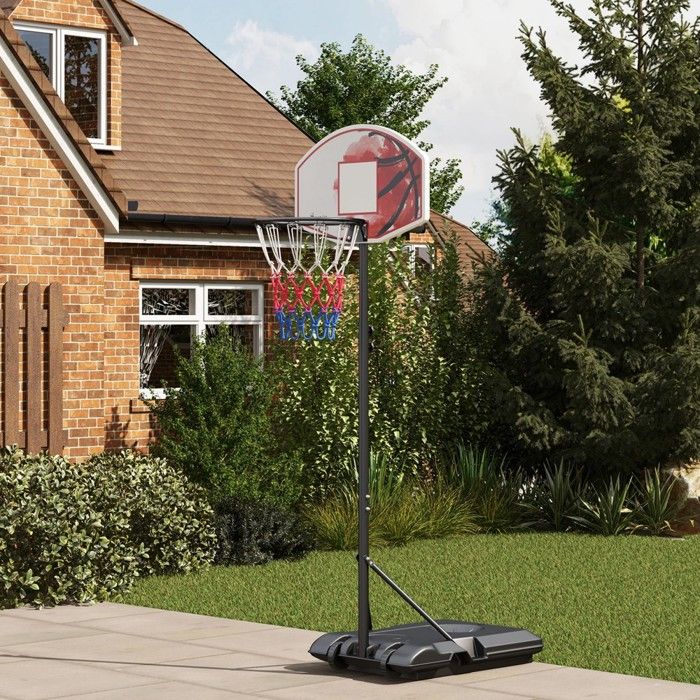 Panier De Basket Extérieur – Hauteur Réglable 1,28 M à 3,05 M – Avec Roues, Panneau 110x75 Cm