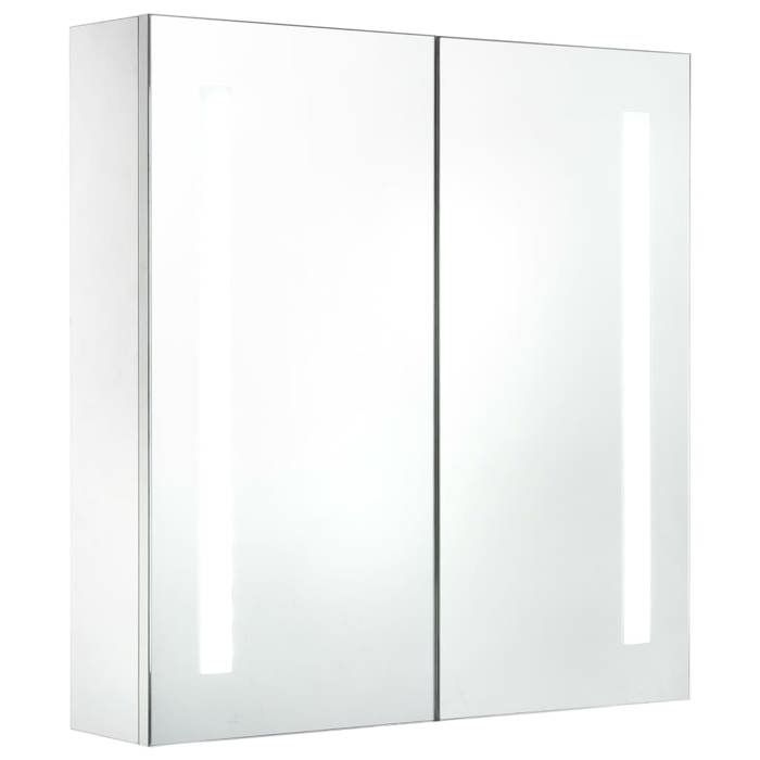 Armoire de salle de bain à miroir LED - vidaxl - 60x14x62 cm - Blanc - Miroir LED - 3 étagères