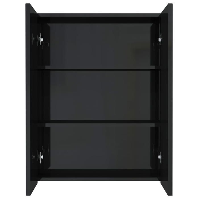 ABBO-SALE*Meuble WC Décoratif JILLS - Armoire à miroir de Salle de Bain - 60 x 15 x 75cm MDF Noir brillant SOL682314