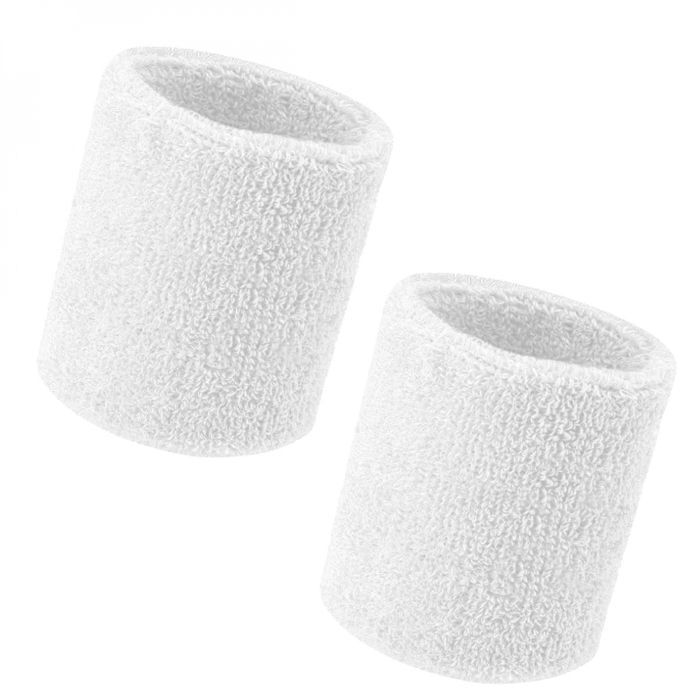 Lot de 2 poignets de sport anti-transpiration running tennis fitness padle absorbant - 85% Coton - Blanc - Vivezen