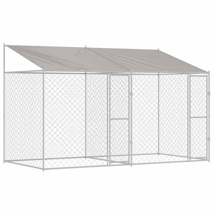 Cage pour chien en acier galvanisé - vidaXL - 400x200x256 cm - Argenté - Durable - Résistant à leau