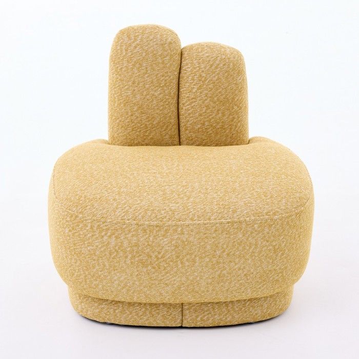 Pouf douillet jaune à oreilles de lapin tabouret rembourré fixe 54x41 5x54cm sans rangement décoration salon chaleureuse