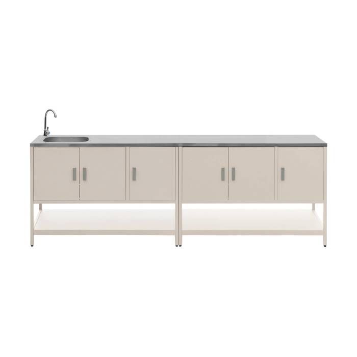 Cuisine extérieure 2 modules en acier inoxydable beige Cuisine extérieure 2 modules en acier inoxydable beige