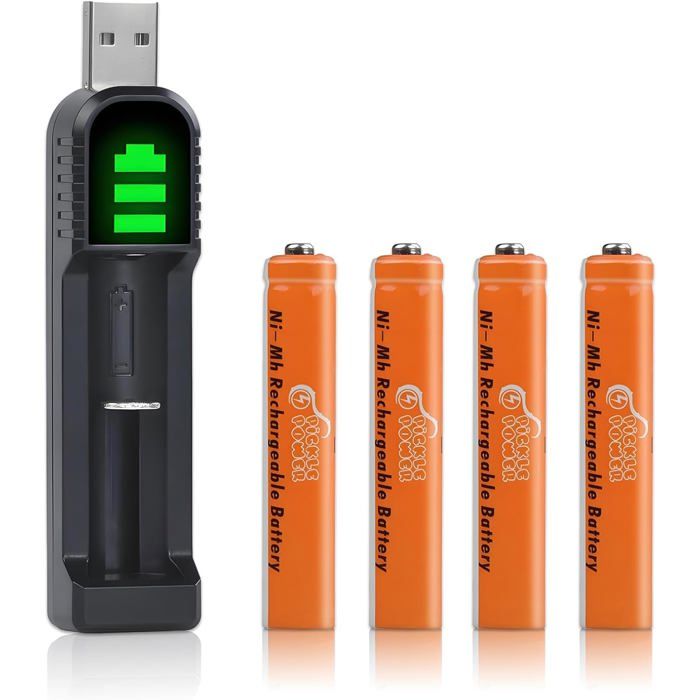 Piles AAAA 4 PCS Rechargeables NI-MH AAAA 500 mAh pour Surface Pen/Tactile Pen/Google Pixebook Pen/Brosse à Dents/Souris