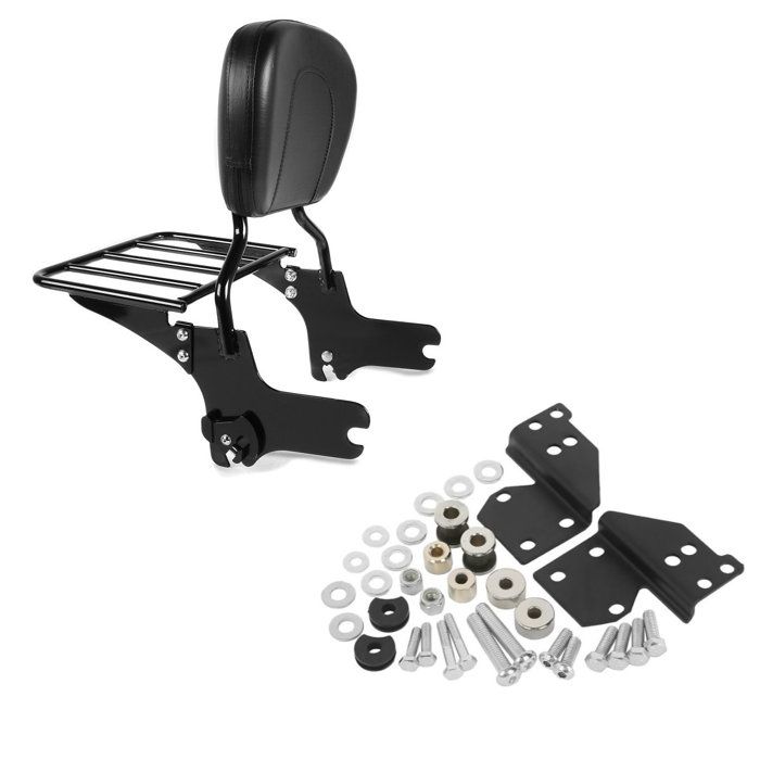 Sissy Bar our compatible avec Harley Davidson Electra-Street-Road Glide Road King 97-08 noir + Kit de fixation docking hardware