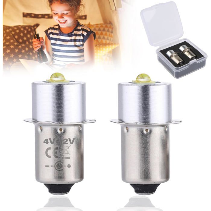 Ampoules LED de rechange pour lampe de poche-KAL-Lot de 2 ampoules LED P13.5S 3 W pour lampe torche 4–12 V 300 lm