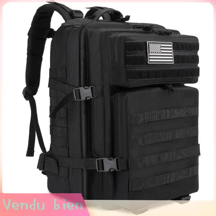 Garosa sac à dos de randonnée TOMSHOO sac à dos tactique militaire grand sac dassaut sac Molle sac à dos sport cage Noir