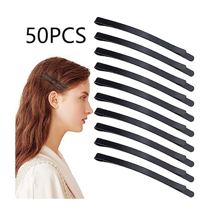 Lot de 50 épingles à cheveux en métal noir 85 cm de long pour femmes aux cheveux longs et épais coiffés en chignon - noir