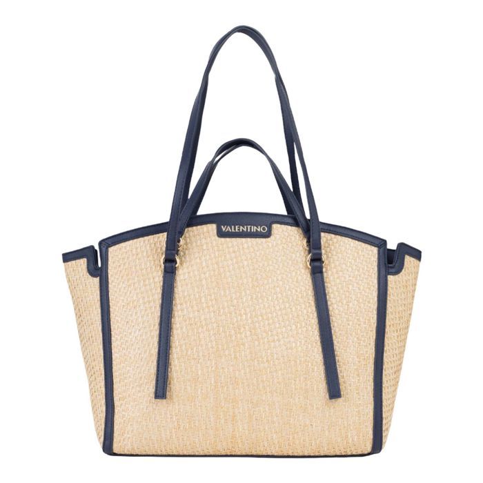 VALENTINO Sac à main bleu foncé beige pour femme - Demetra Shopping Bag Natur / Ross 344755 VALENTINO Sac à main bleu foncé beige pour femme - Demetra Shopping Bag Natur / Ross 344755