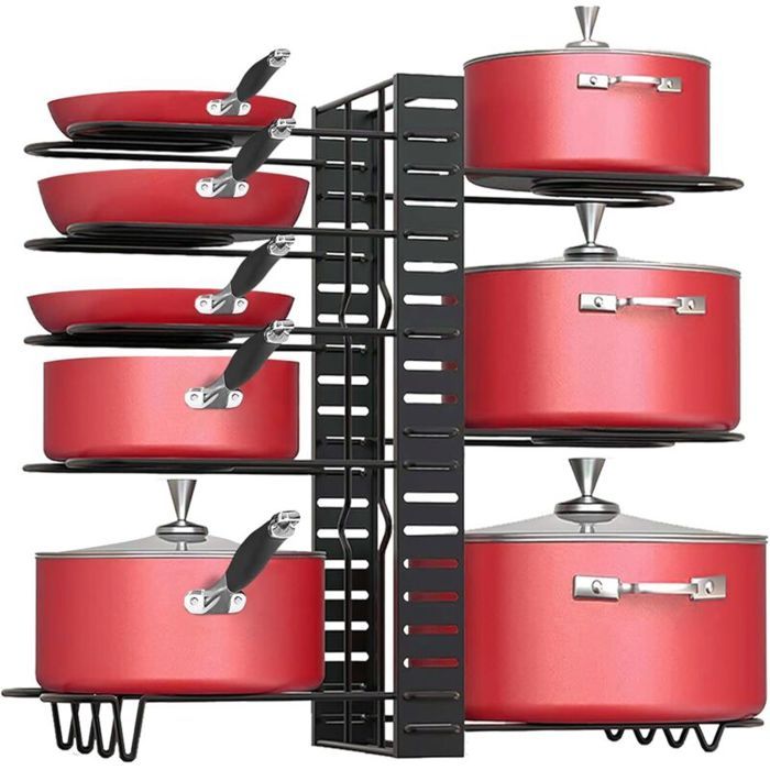 Étagère de rangement de cuisine support à casseroles autoportant réglable à plusieurs niveaux pour lintérieur du meuble sous