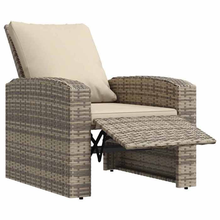 Fauteuil inclinable de jardin - 1 PLACE - avec coussins - marron clair rotin CC2346