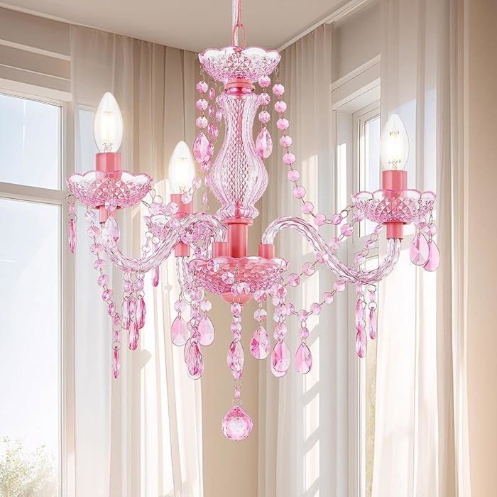 3 Lumières Cristal Miniature Lustre Salon Moderne Chaîne Réglable Plafonnier Acrylique Polyvalent Salle à Rose LUSTRE