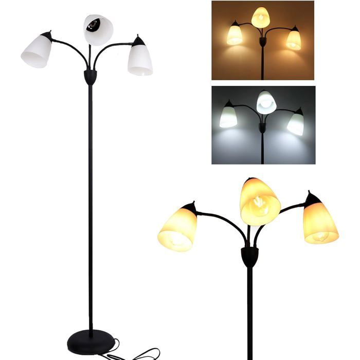 Lampe Sur Pied Salon Lampadaire Industriel Vintage 3 Lumières Lampe Halogène Sur Pied Métal Pour Chambre Salon Bureau[IN79]
