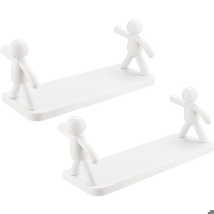 Étagère murale intérieure avec crochets 2 x 14 cm auto-adhésive sans perçage gain de place pour salle de bain cuisine