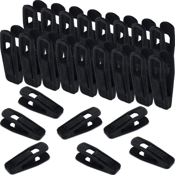 Pinces Velours pour Cintres 72 Pièces Antiglisse Noir Clips pour Pantalons Jupes et Foulards rangement dressing