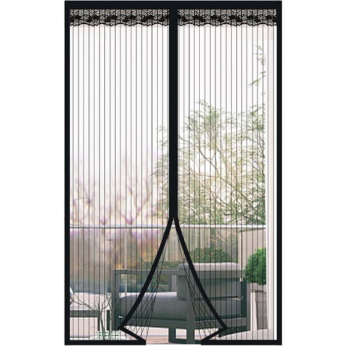 Moustiquaire Porte Fenetre Magnétique 150x210cm Rideau de Porte Antimoustique Maille Ultra Fine Moustiquaire 150x210cm Noir