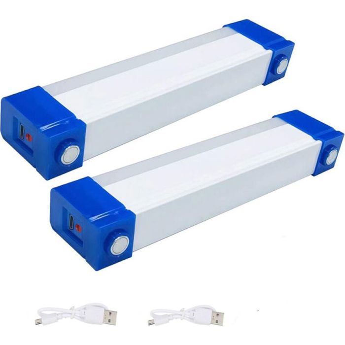 2pcs Lampe de poche LED rechargeable - Crochet et aimant Éclairage puissant 50W - Camping et secours - USB Portable