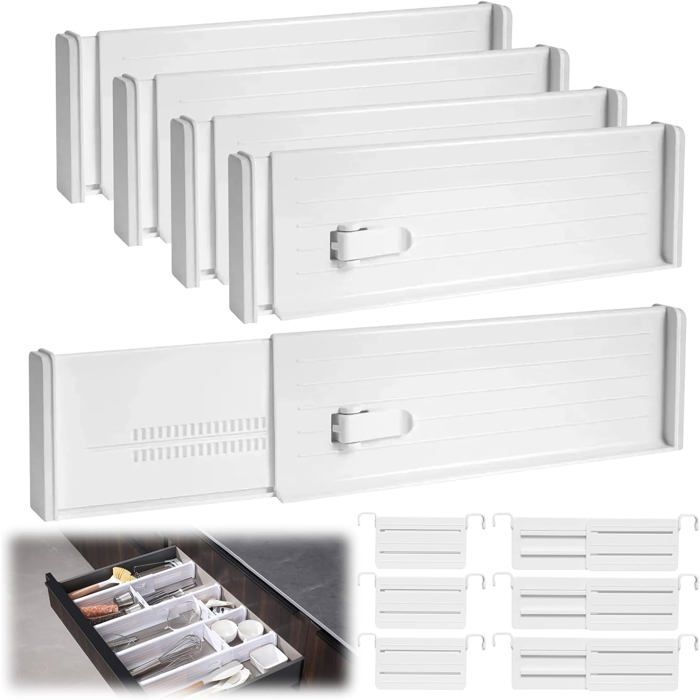 Lot de 10 séparateurs de tiroirs réglables 32-56 cm organisateurs modulaires en plastique ABS montage sans outil