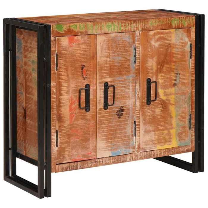 Marron Commode Salon CHIC Buffet bas/Cabinet 1 PC avec portes Marron Bois Recyclé Massif et Métal 80x33x70 cm N12153