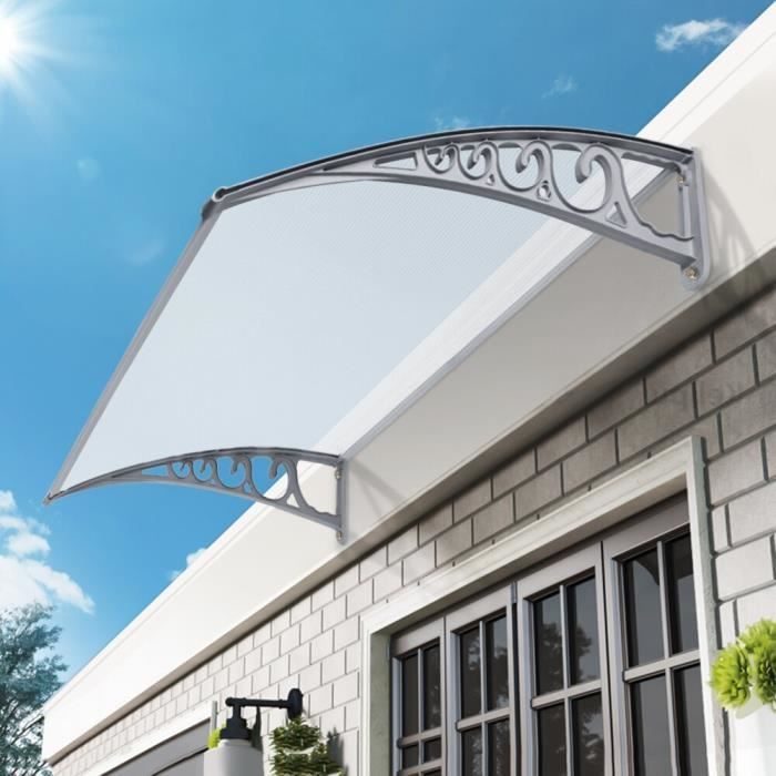 AKALNNY 100*60cm Auvent de porte d'entrée, Marquise Solaire Porte Terrasse  Toit Abri Protection Contre La Pluie et UV - Cdiscount Bricolage