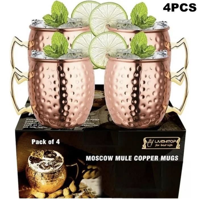 Verres à cocktail Moscow Mule - Tasse Moscow Mule - 500 ml - Cuivre - Lot de 4
