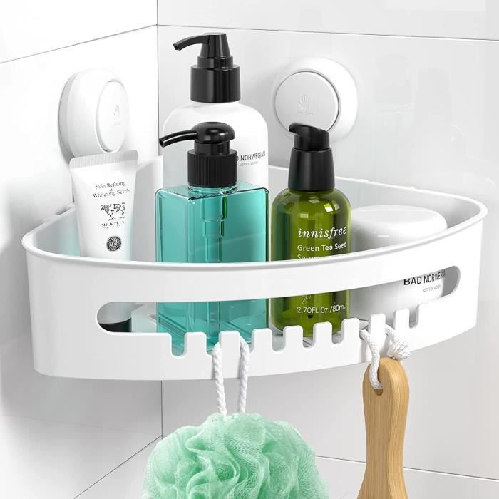 Étagère De Douche Sans Perçage Luxear - Ventouse Puissante 10kg - Panier Rangement Salle De Bain Blanc