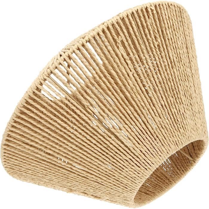 Abat-jour Rotin Brun Suspendu - Décoration Plafond Style Naturel 20.5x8.5cm