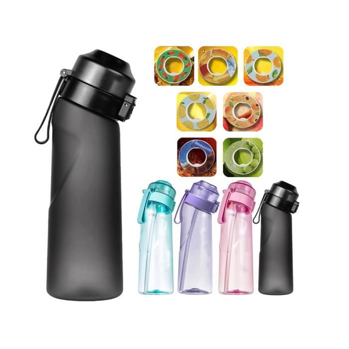 Gourde Aromatisée Air Gourde Up 900ml - Bouteille Sport Avec Paille Et 8 Pods Goût | Tritan Sans BPA | Noir Givré
