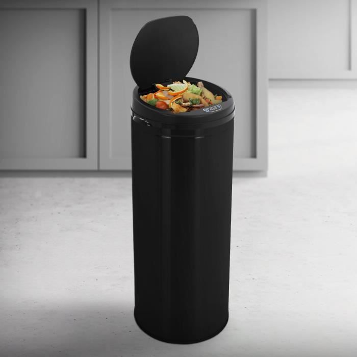 Poubelle 50 litres noir brillant inox brossé de ML-Design - Cdiscount Maison