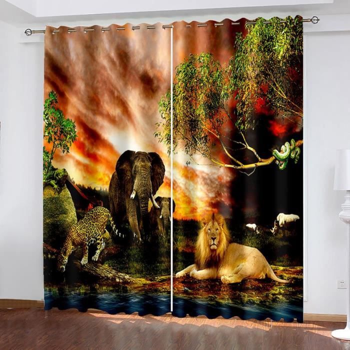 Rideaux Pour Chambre Enfant Motif Animaux - Polycoton - Multicolore - Fait Main