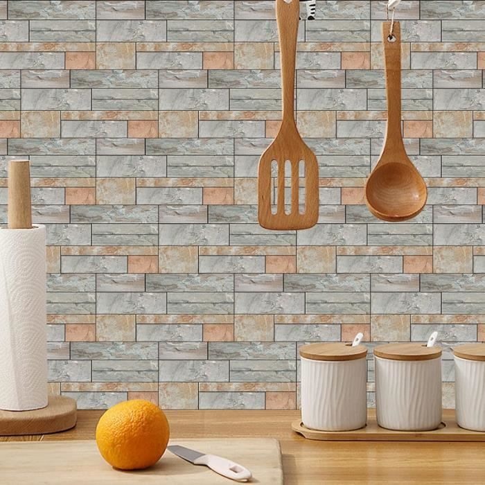 20 Pièces Carrelage Autocollant Effet Marbre - 30x60 Cm - Revêtement Mural Et Sol - Neuf
