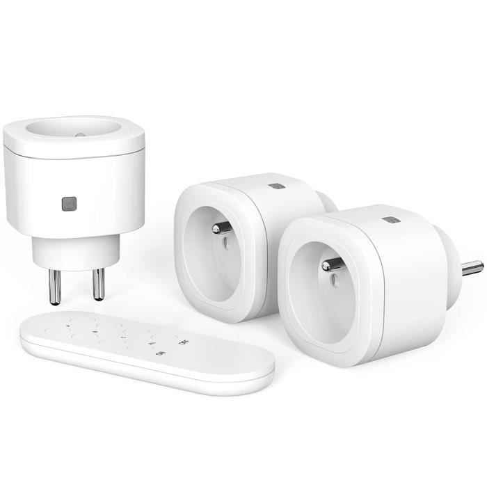 Pack De 3 Prises Commandées à Distance (télécommande) - 15A/125V, IP44 - Noir - Marque HBN