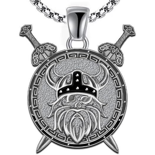 Collier Œil Protecteur Viking En Acier Inox - Pendentif Boussole Avec Œil Bleu Et Runes - Chaîne 75cm - Cadeau Homme, Bijou Amulette