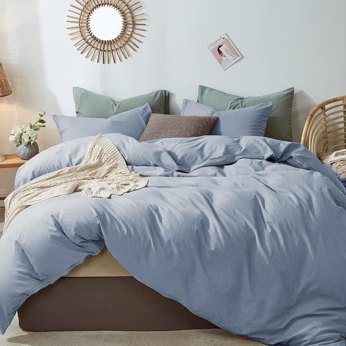Housse De Couette 200x200cm Nyescasa - Microfibre Violet Clair, 2 Taies 65x65cm - Literie Adulte 2 Personnes