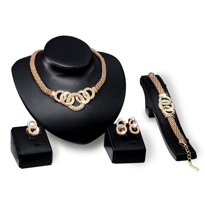 Parure Fantaisie Strass - Collier & Boucles D'oreilles, Pour Soirée Ou Cadeau, Neuve