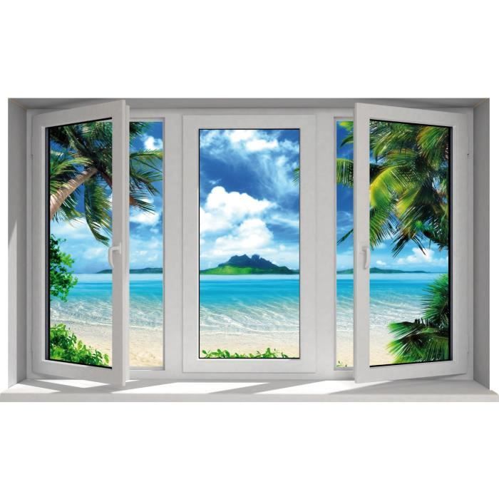 Énorme fenêtre autocollant mural îles montagnes imprimé vinyle decor 3d mural art maison r