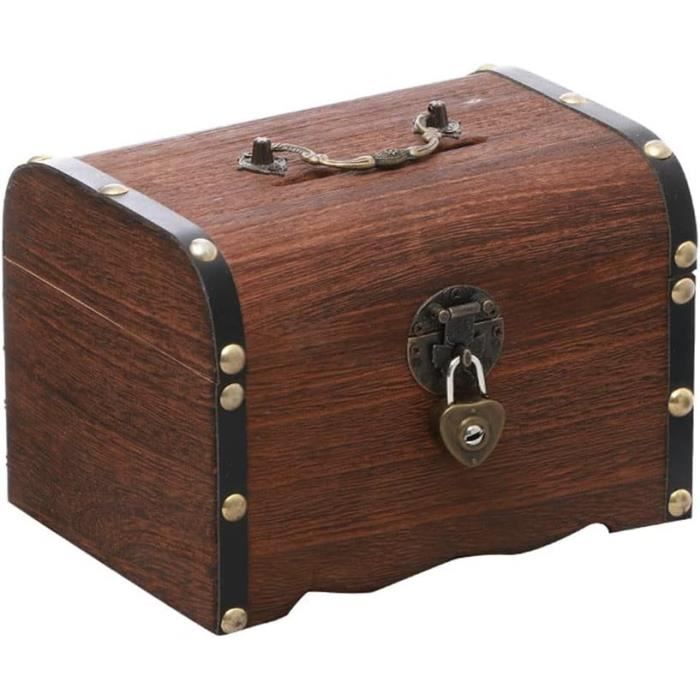 Coffre En Bois Avec Serrure - Style Vintage - Pour Bijoux, Souvenirs, Déco - 15x9,5x10 Cm