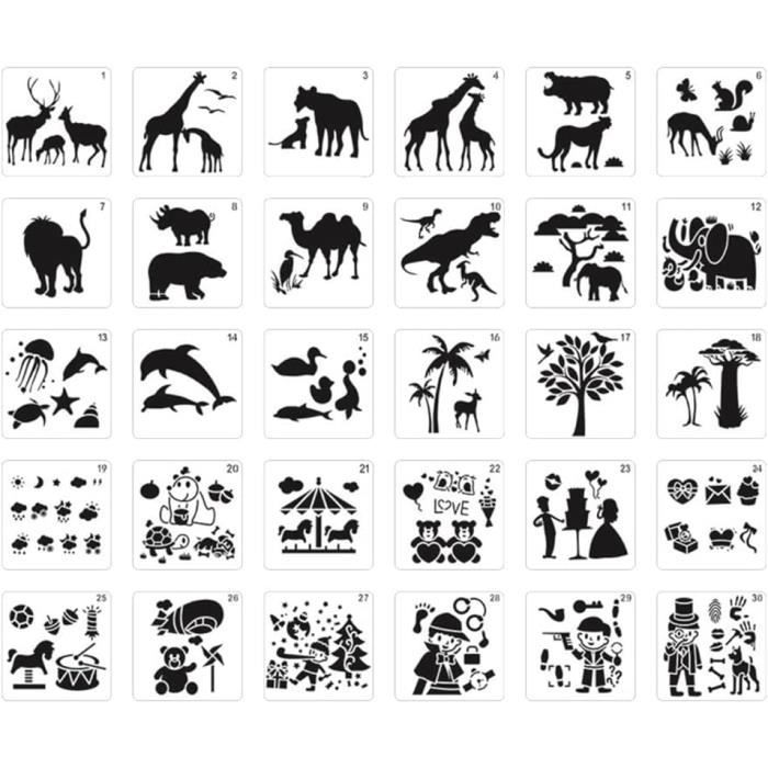 Pochoir Peinture 12 Pièces Plastique Pochoir De Dessin Enfant