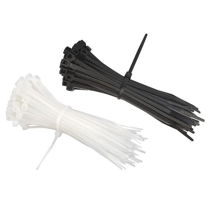 Blanc Attache Câble Colliers Serre-Cable 200mm Serre Câbles Rilsan Nylon Lot de 100 Pièces intervisio Collier de Serrage 200 mm x 2,5 mm 