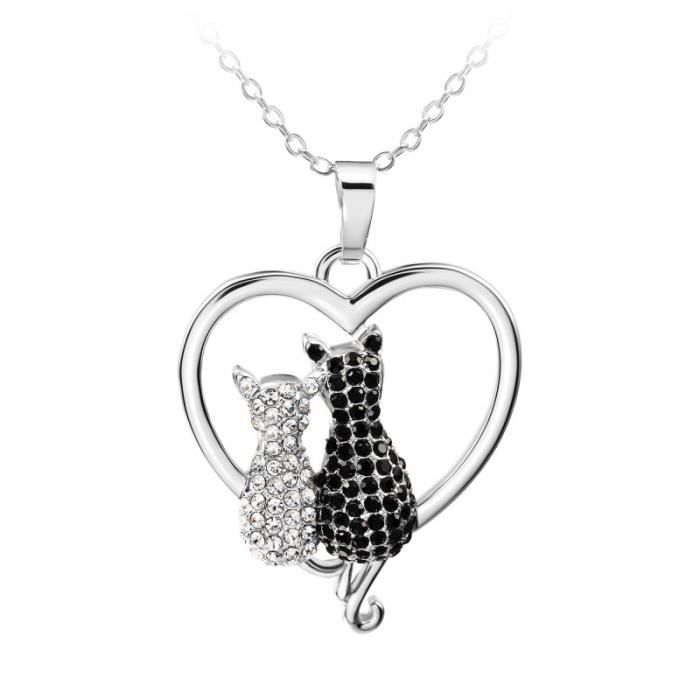 Collier Chats Sc Crystal Orne De Cristaux De Boheme Ton Argent Achat Vente Sautoir Et Collier Collier Chats Sc Crystal Orne Cristaux Swarovski Elements